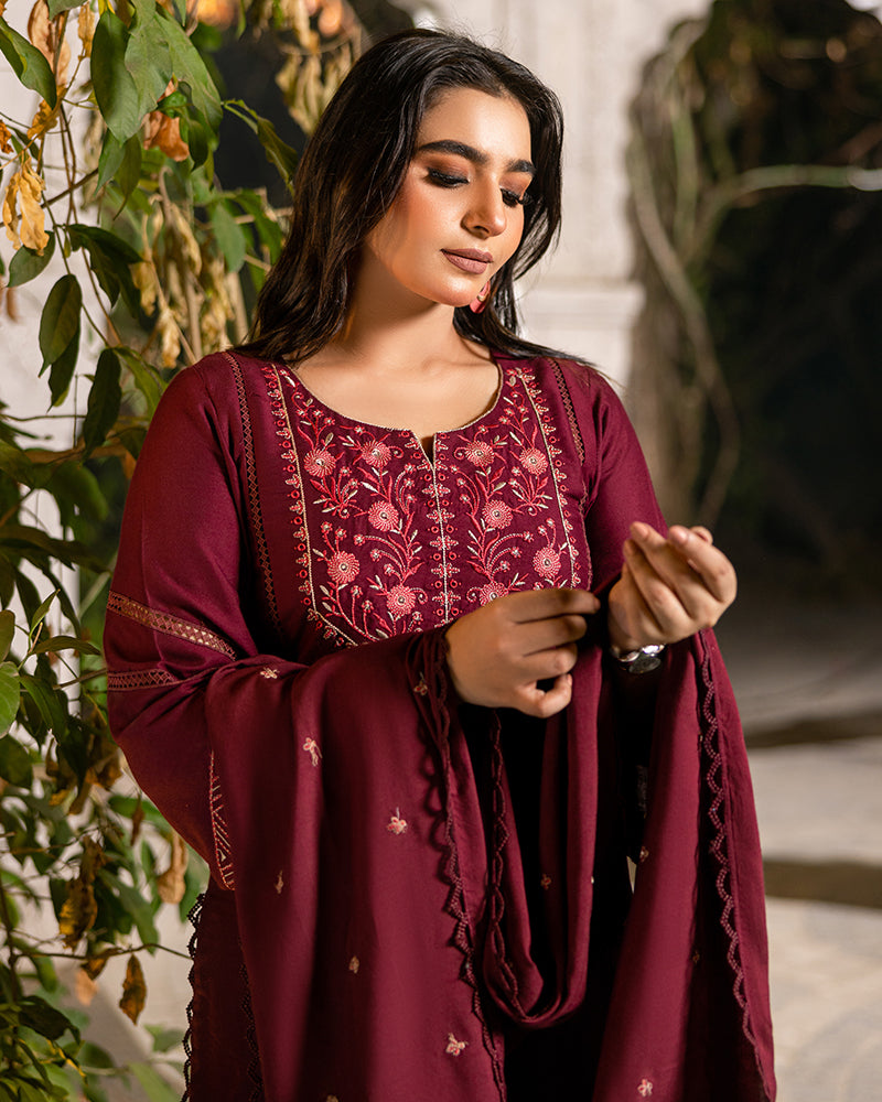 Mahrose - Embroidered Linen 3pcs